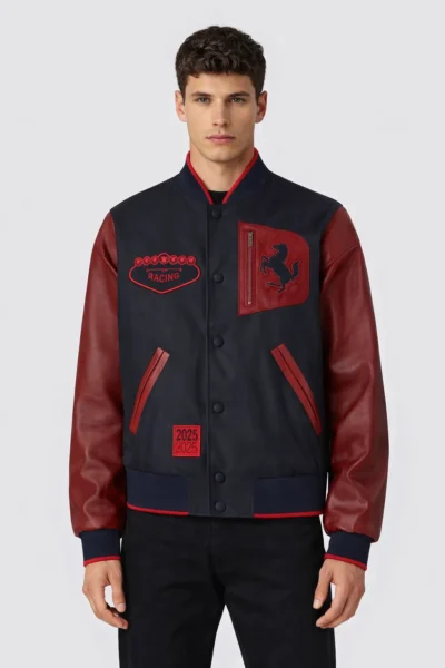 Scuderia Ferrari Q-Cycle Nylon & Leather Bomber
