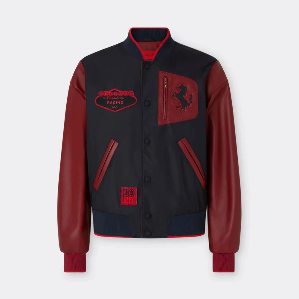 Scuderia Ferrari Q-Cycle Nylon & Leather Bomber ferrari