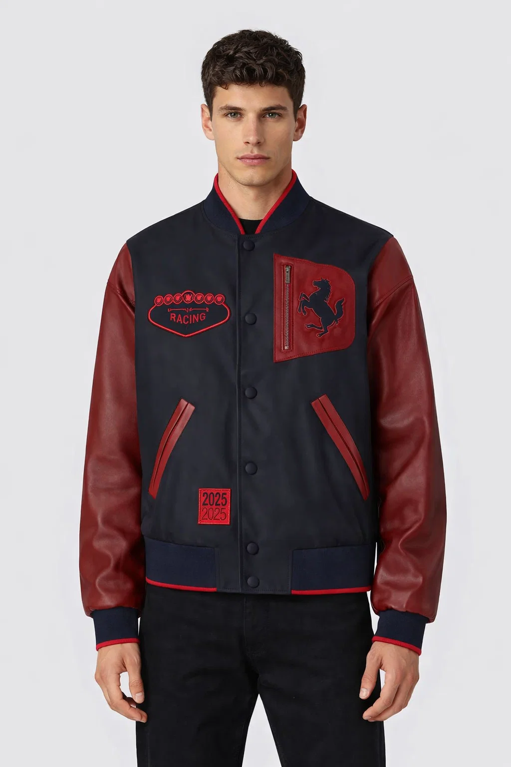 Scuderia Ferrari Q-Cycle Nylon & Leather Bomber