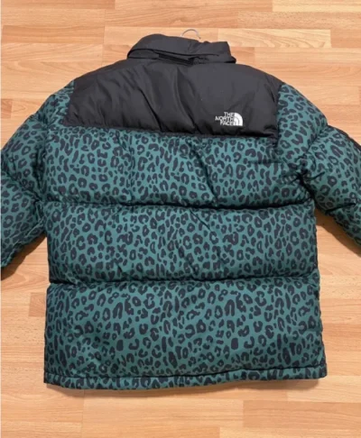 Supreme x TNF Green Leopard Insulated Nuptse Jacket