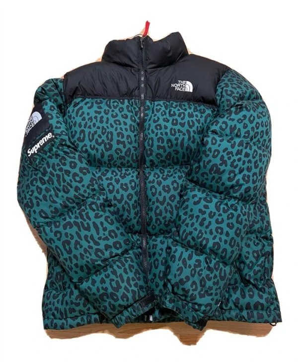 Supreme x TNF Green Leopard Insulated Nuptse Jacket