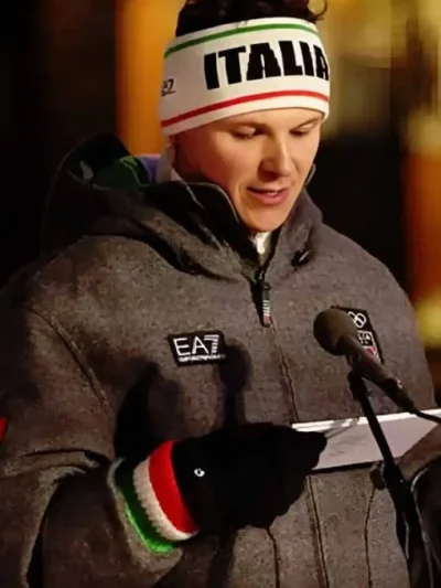 Team Italy EA7 2026 Gray Wool Olympic Jacket