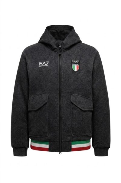 Team Italy EA7 2026 Gray Wool Olympic Jacket