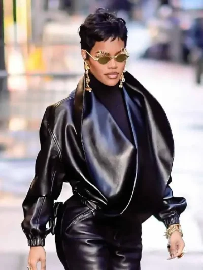 Teyana Taylor 2026 NYC Black Leather Jacket