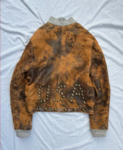 Vintage Distressed Leather Timothée Chalamet Bomber Jacket