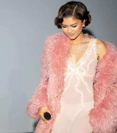 Zendaya The Drama Pink Fur Coat