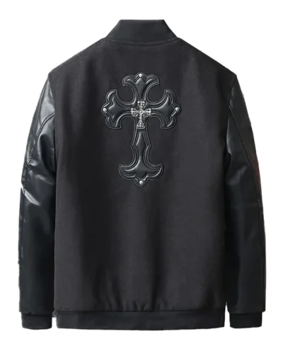 buy Chrome Cross Black Letterman Jacket
