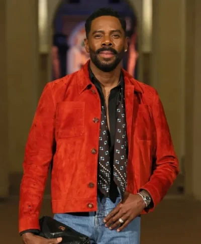 buy Colman Domingo Red Suede Valentino Jacket