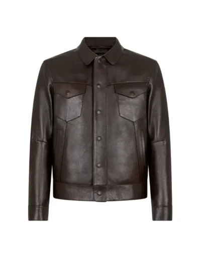buy Travis Kelce Dark Brown Leather Jacket
