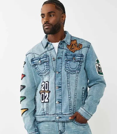 jimmy varsity patch big t denim jacket