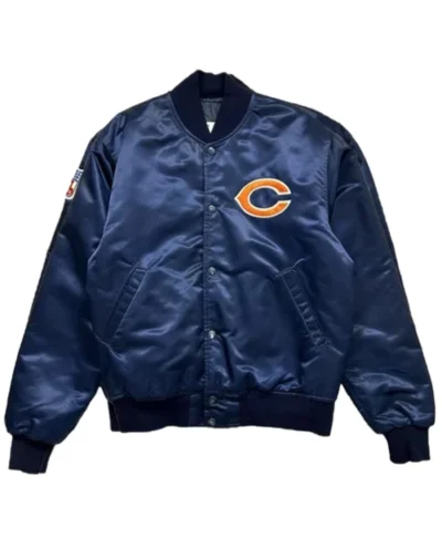 90s Chicago Bears Navy Satin Throwback Jacket