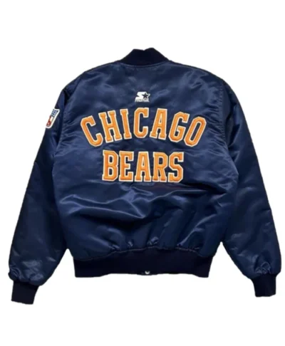 90s Chicago Bears Navy Satin Throwback Jacket