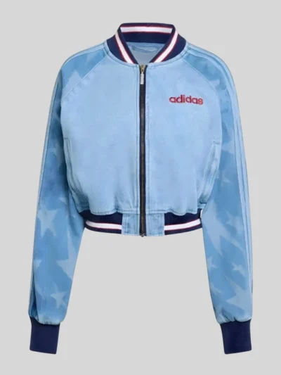 Adidas SST Denim Graphic Varsity Bomber Jacket