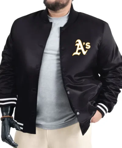 Athletics Starter Black Adaptive Full-Snap Varsity Jacket