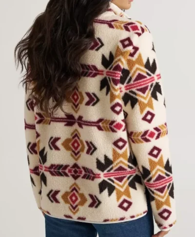 Aztec Patterned Half-Zip Sherpa Jacket