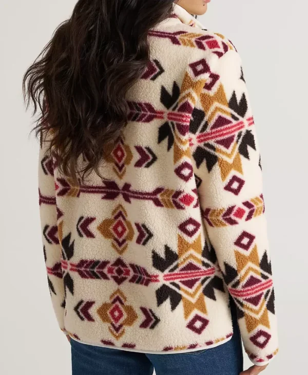 Aztec Patterned Half-Zip Sherpa Jacket