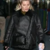 B3 Mollie King Black Real Fur Sheepskin Women Leather Jacket