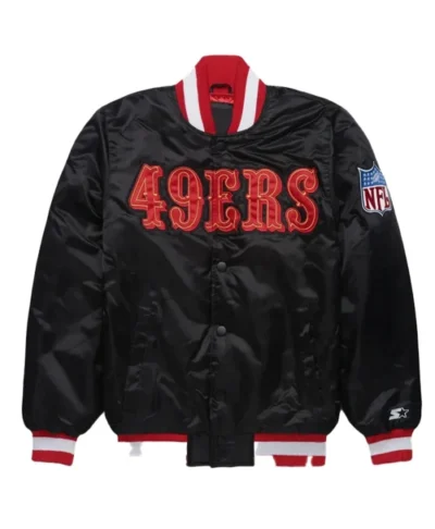 Black San Francisco 49ers Blackout Full-Snap Satin Jacket