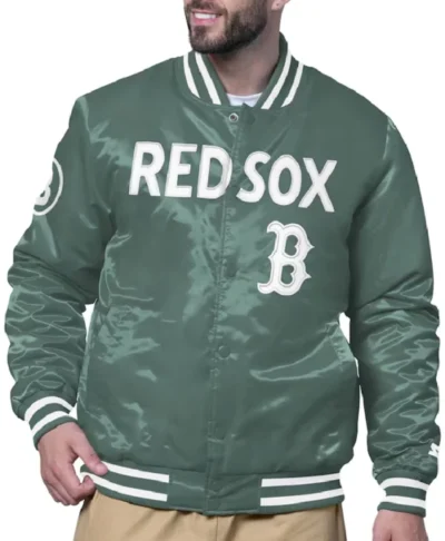 Boston Red Sox City Connect Green Varsity Satin Jacket Icon