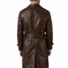 Brown Leather Double Breasted Coat Men’s Luxury Winter Jacket