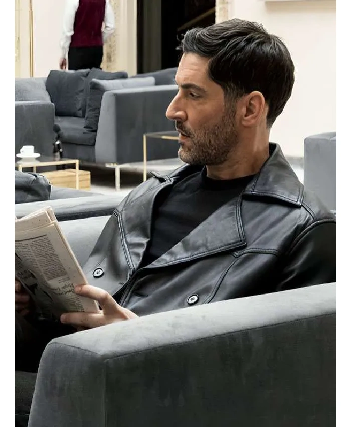 CIA 2026 Tom Ellis Black Leather Coat for Sale