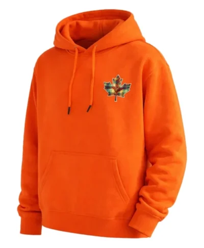 Canada Leaf Print Orange Hoodie Tartan Pride Edition