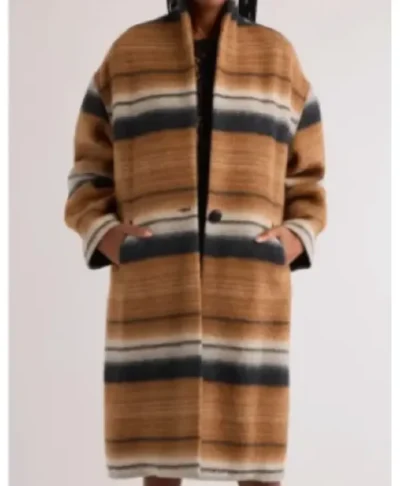 Carey Mulligan Beef Season 2 Stripe Coat