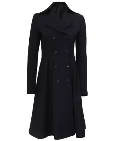 Carol Womens Black Double Breasted Wool Coat