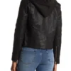 Christina Hall Black Leather Hooded Jacket