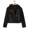 Christina Hall Black Leather Hooded Jacket
