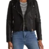 Christina Hall Black Leather Hooded Jacket
