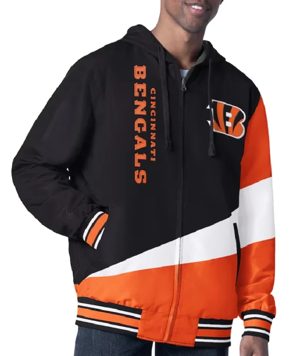 Cincinnati Bengals Retro Color Block Hooded Full Zip Jacket