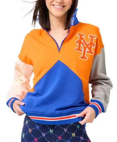 Colorblock NY Mets Quarter-Zip Sweatshirt