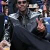 Damson Idris Black Leather Lakers Game Jacket