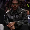 Damson Idris Black Leather Lakers Game Jacket