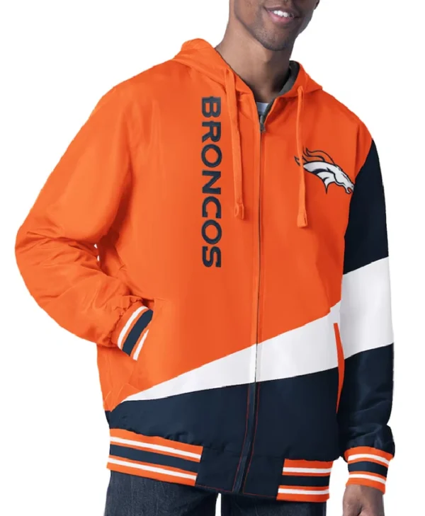 Denver Broncos Retro Color Block Hooded Full Zip Jacket