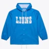 Detroit Lions Blue Hooded Windbreaker Jacket