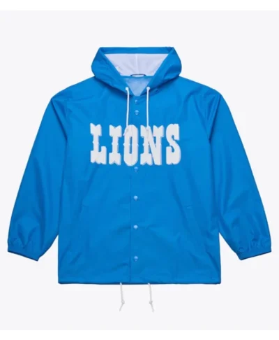 Detroit Lions Blue Hooded Windbreaker Jacket