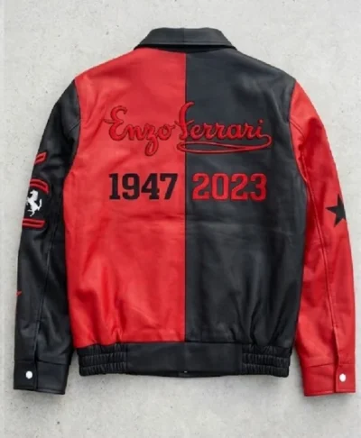 Enzo Ferrari Racing Leather Jacket Red Black Style