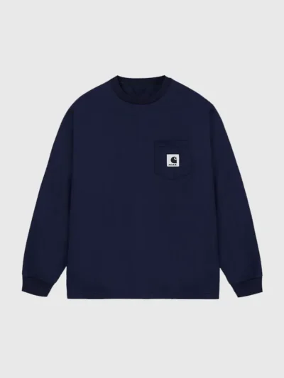 F.C.Real Bristol x Carhartt WIP Pocket Long-Sleeve Blue T-Shirt