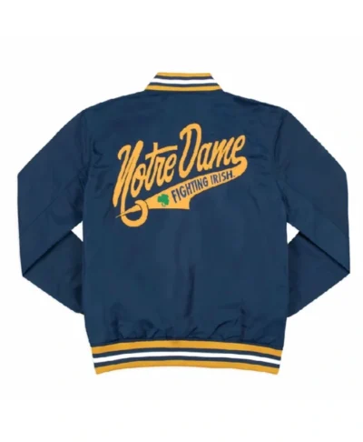 Fighting Irish Script Blue Bomber Jacket Notre Dame