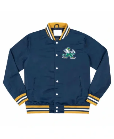 Fighting Irish Script Blue Bomber Jacket Notre Dame
