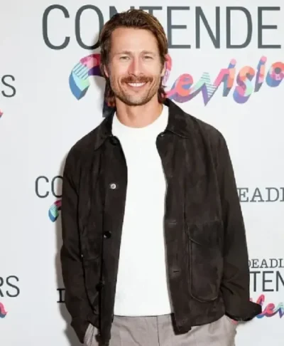Glen Powell Deadline Contenders Suede Jacket