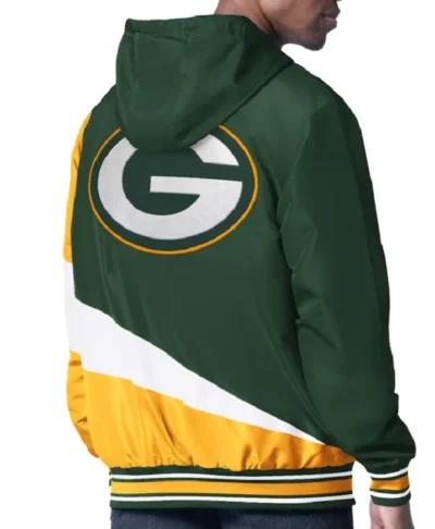 Green Bay Packers Retro Color Block Hooded Full Zip Jacket