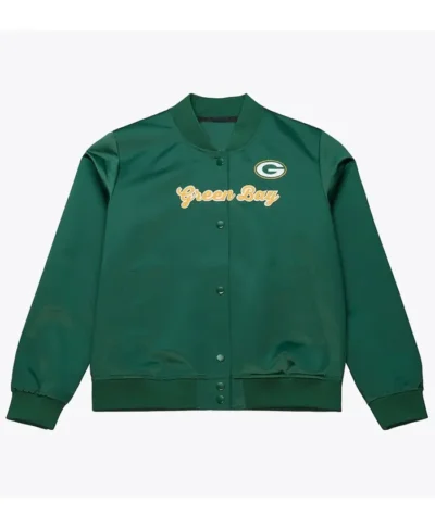 Green Bay Packers Retro Logo Satin Varsity Jacket
