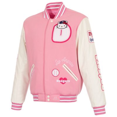 Hello Kitty Dodgers Reversible Pink Bomber Jacket