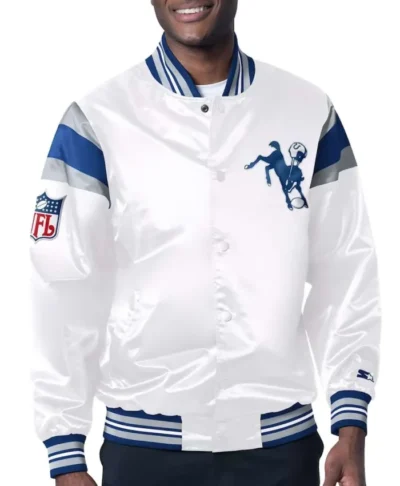Indianapolis Colts Midweight White Satin Jacket