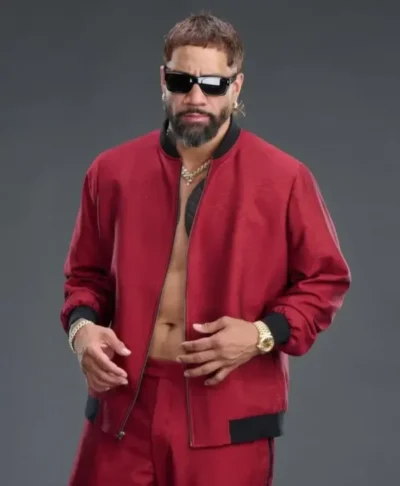 Jey Uso WrestleMania 42 Red Bomber Jacket