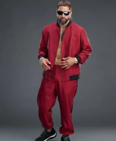 Jey Uso WrestleMania 42 Red Bomber Jacket