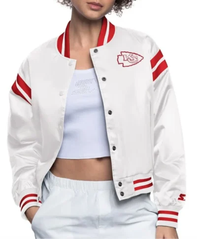 Kansas City Chiefs White Full Count Satin Jacket